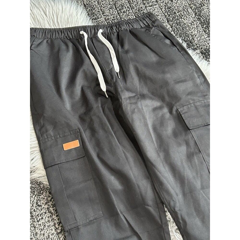 Mens Patched Detail Flap Side Drawstring Waist Cargo Pants Size XL - Picture 2 of 3